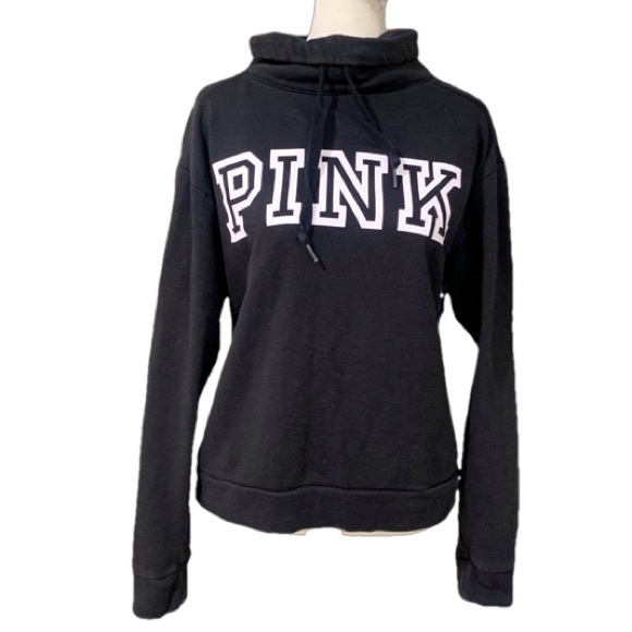 PINK Victoria's Secret Sweaters - PINK Victoria's Secret Black Cowl Neck Pullover Long Sleeve Sweater